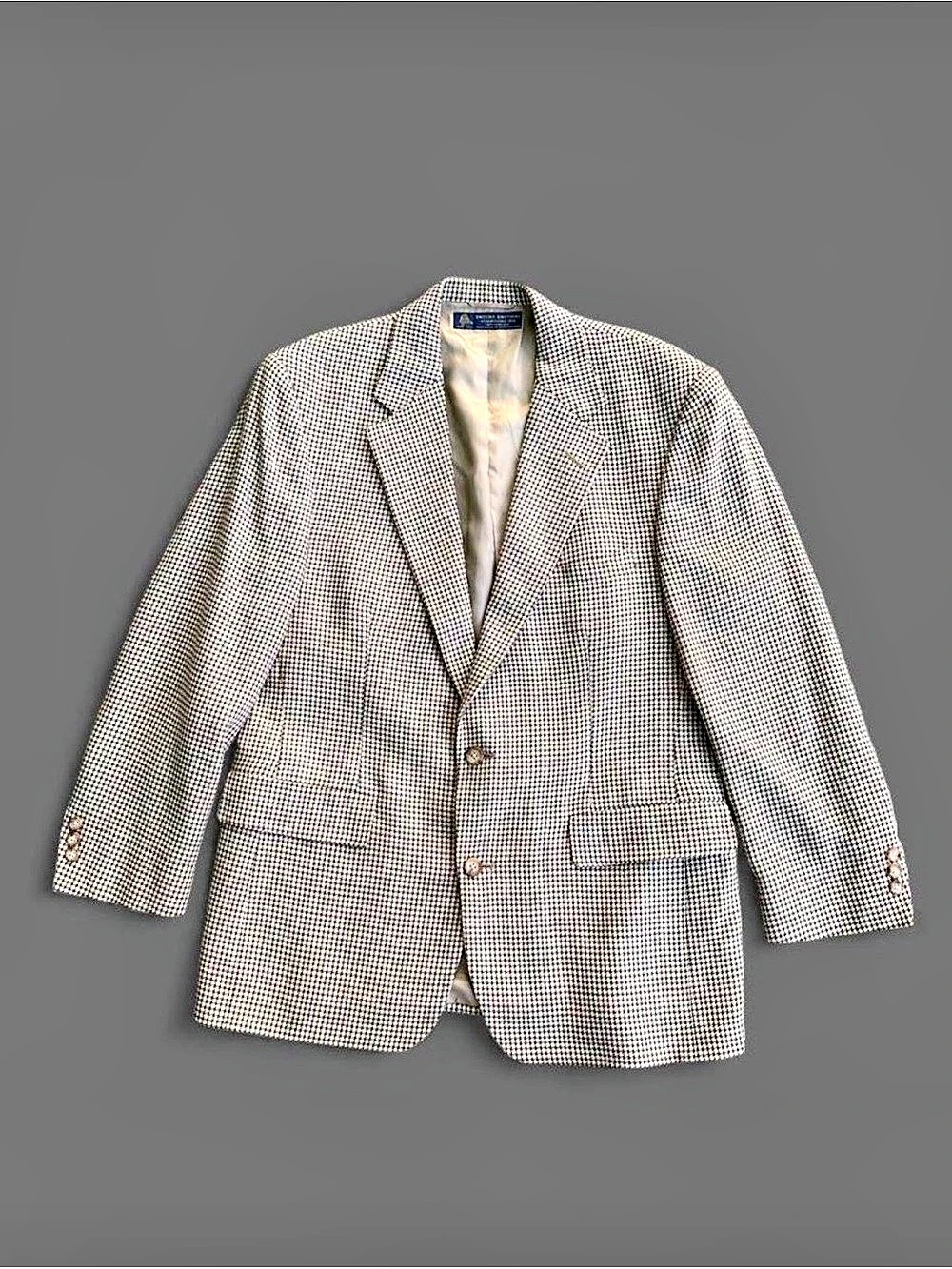 Vintage Brooks Brothers Pure Wool Houndstooth Plaid Blazer USA - 44R